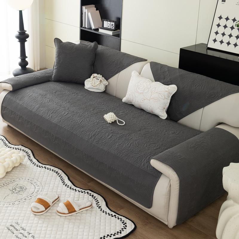 Pure Cotton Sofa Cushion for All Seasons, Fabric Non-slip Cushion, Light Luxury, Simple, Modern Sofa Cover, Washable Cover