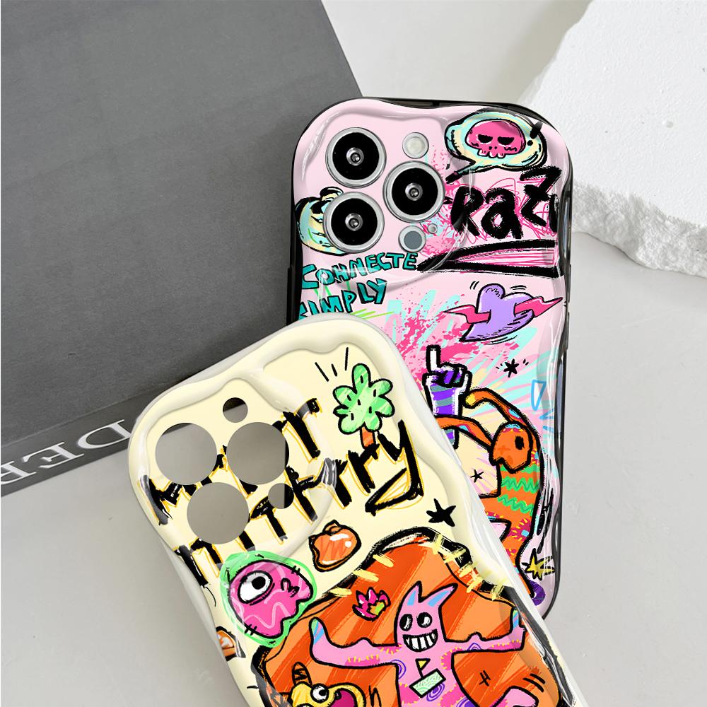 Милый мультяшный узор, кремовая текстура, мягкий силиконовый чехол с волнистыми краями, чехол для телефона для Huawei Honor Infinix Tecno iPhone
