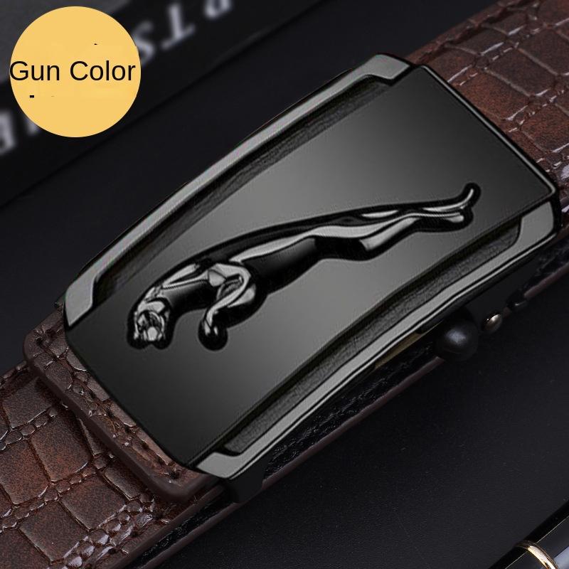 Men's Leather Belt Automatic Buckle Cattlehide Leather Fashion Business Elite Men's Pants Belt Versatile Casual Crocodile Pattern Belt