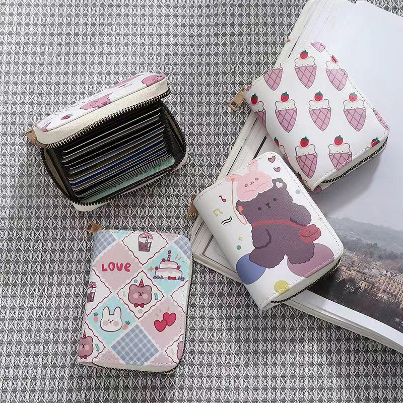 Держатель для карт с героями мультфильмов, милый женский кошелек на молнии, небольшой кошелек на молнии, держатель для карт для женщин