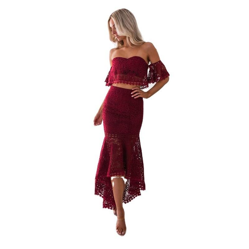 2025 новое платье кружевная юбка топ-труба халтер темперамент юбка-карандаш двухсекционная женская юбка