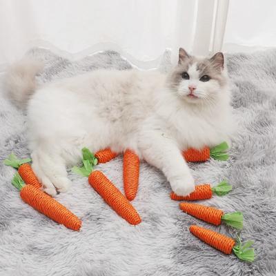 Игрушка для кошек, хлопковая веревка, жевательные игрушки в виде морковки, встроенный колокольчик, голосовое взаимодействие, скрежетание зубами, чистка зубов, аксессуары для кошек