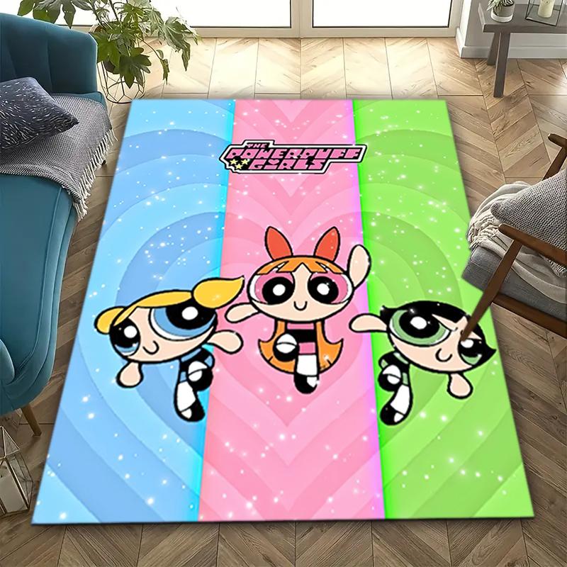 1Pc The Powerpuff Girls Printed rectangle carpet, home door mat, outdoor travel protection carpet A6