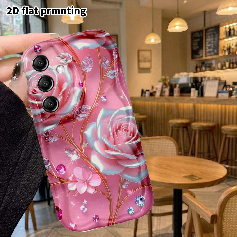 Phone Case: 2D Flat Samsung Galaxy A34 A35 M05 M06 S20 S22 S21 FE Plus 5G Protective Case, Metal Rose, Christmas and Halloween Gift