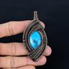 Tibetan Turquoise Pendant, 999 Copper Wire Wrapped Gemstone Jewelry, Handmade Pendant, For Thanksgiving