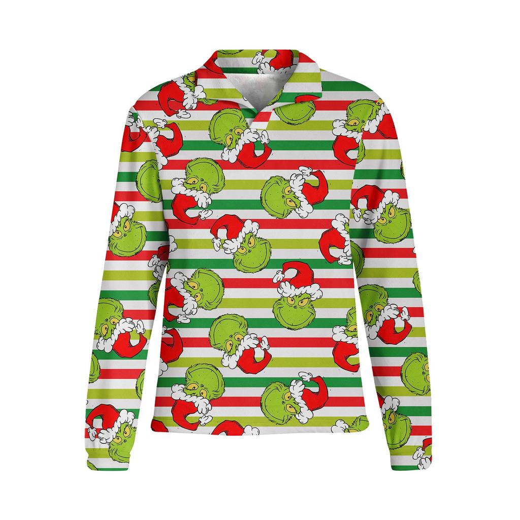 Женский пуловер с воротником-стойкой, топ с длинным рукавом, принт к Рождеству, спортивный топ