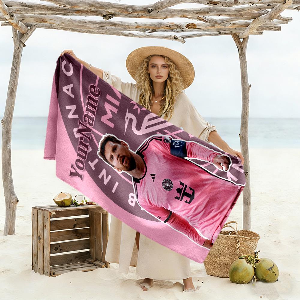 Messi Customized Name Beach Towel High Absorbency & Quick-Dry Ideal for Travel Outdoor Swim Pool Yoga Surf Camping Hiking Gym Gift Holiday
