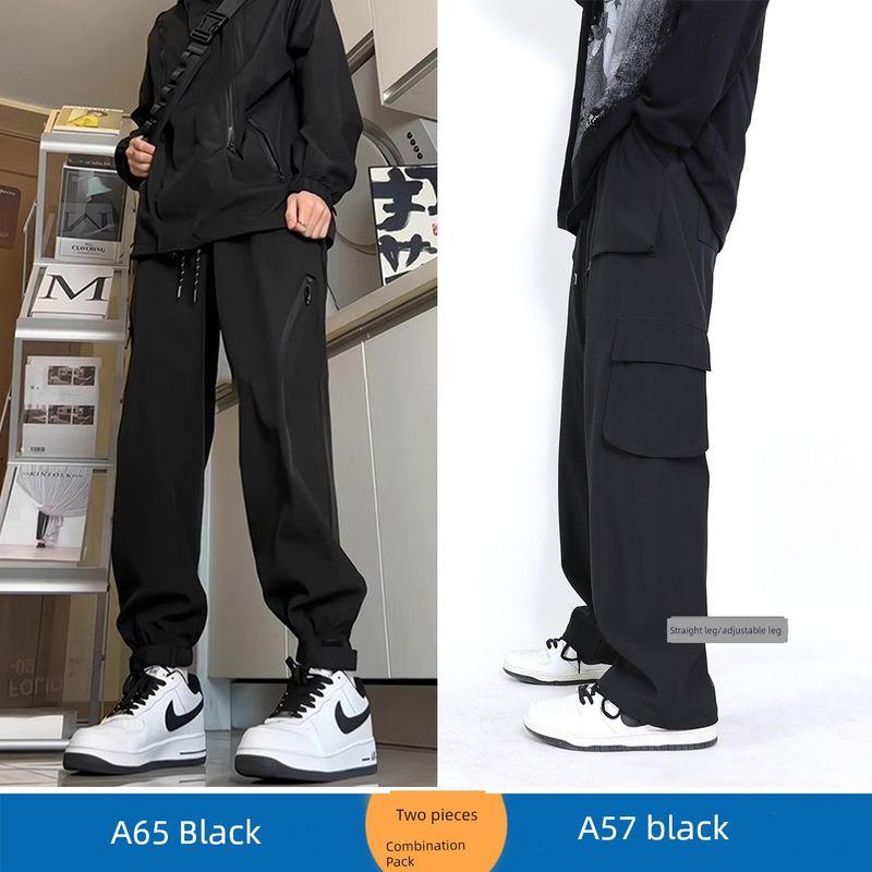American-Style Black Cargo Pants for Men Paired with Martin Boots, Vibe Functional Straight-Leg Autumn Jogger Pants