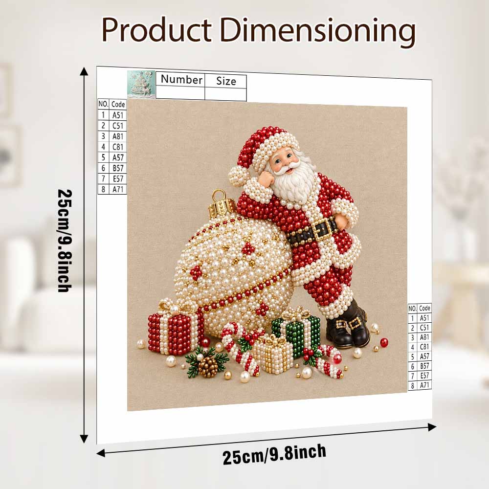 DIY Christmas pearl painting kit Santa Claus and gift box crafting. home wall decoration