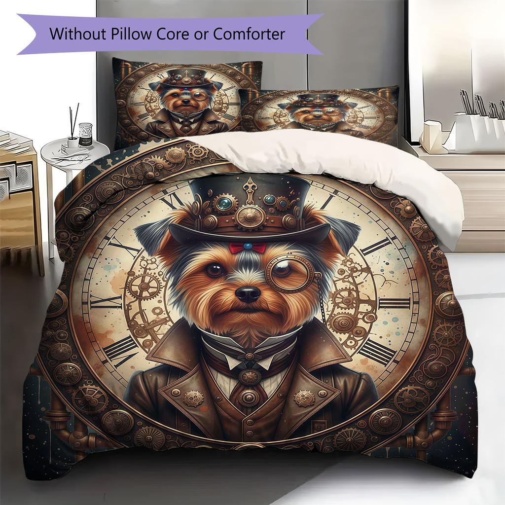 VaporwavePuppy Pattern Bedding Quilt Set Quilt Cover Pillowcase Home Decoration Birthday Gift (1 * duvet cover + 2 * pillowcase, without core)