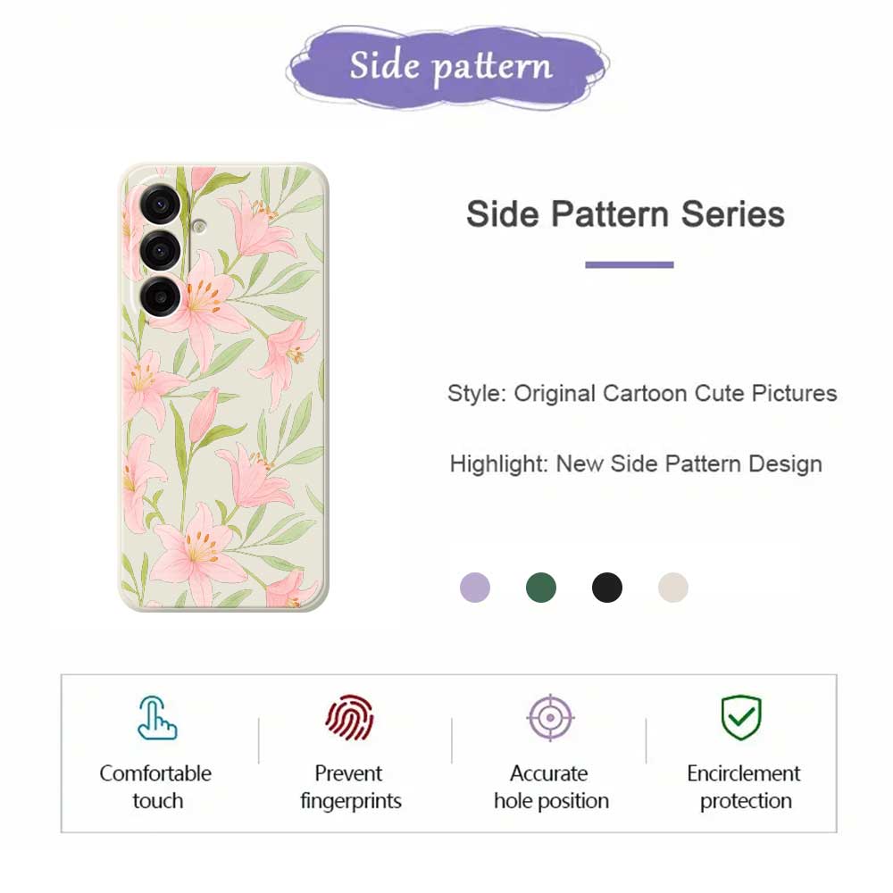 For Samsung Galaxy A17 5G Case Pink Lilies Pattern Printing Straight Edge TPU Phone Back Cover