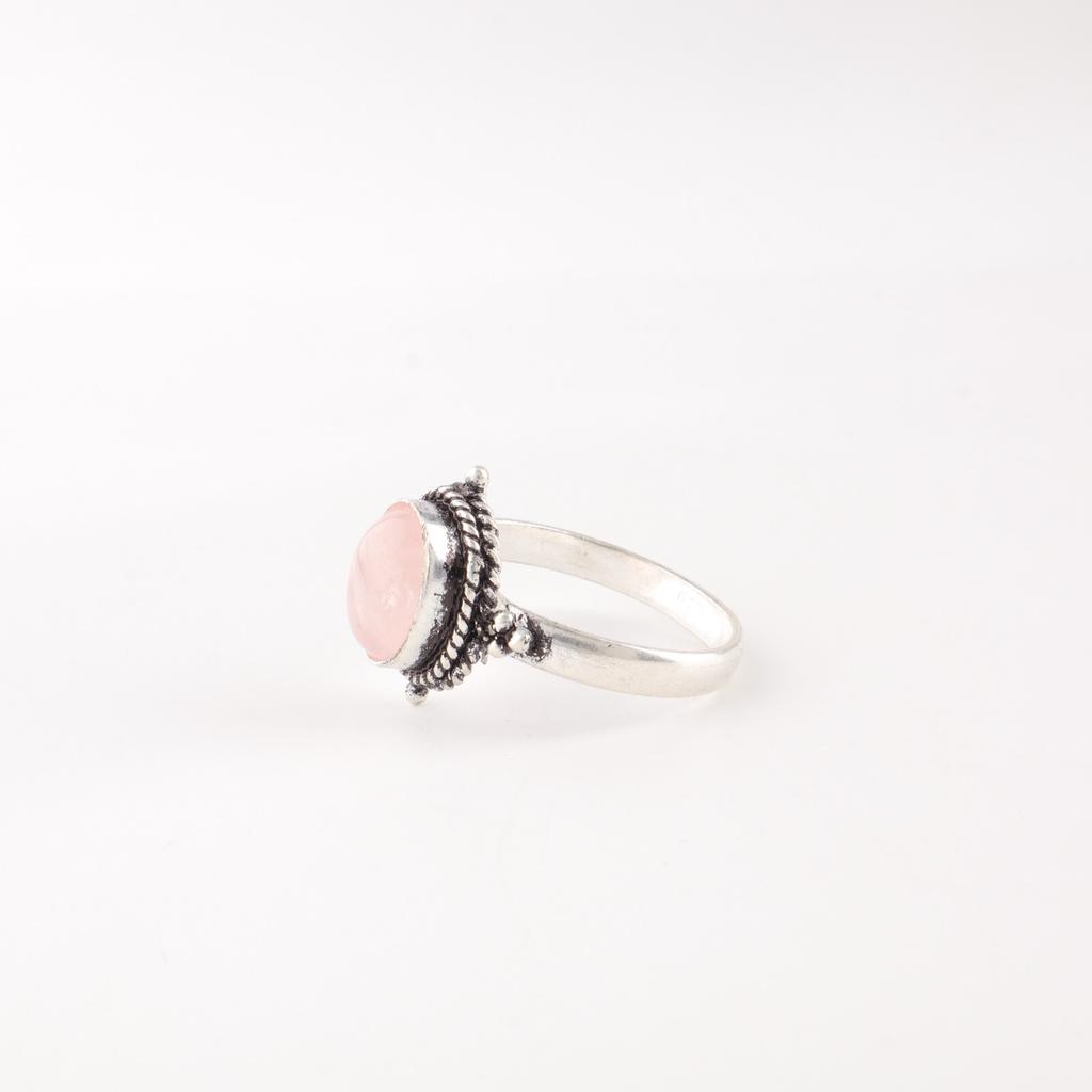 Rose Quartz Gemstone 925 Solid Silver Jewelry Handmade Ring For Anniversary Gift RR-9-25