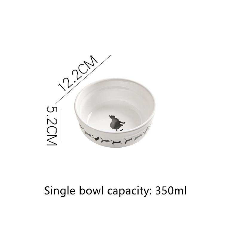 Cute Paw Print Cat Bowl Cartoon Pet Ceramic Bowl Iron Frame Double Bowl Dog Cat Universal High Quality Non-slip Bowl Pet Feeder