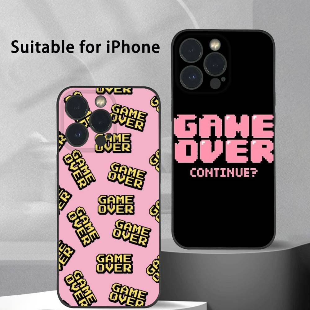 Fashion Game over Pink Phone Case For iPhone 16 15 14 13 Pro Max Plus Mini Frosted Soft Shell Funda