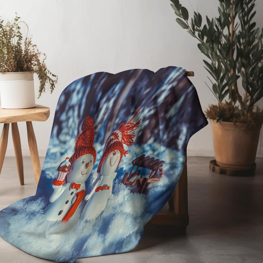 Tuniu Cute Snowman Christmas Blanket for Sofa Bed Living Room Decor Gift Idea