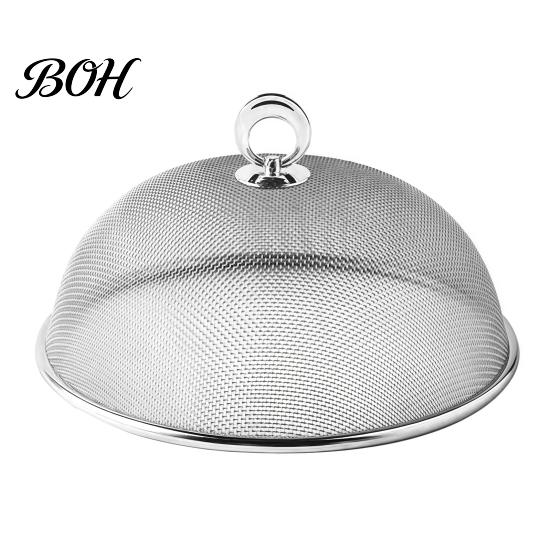 Stainless Steel Food Mesh for Kitchen Cover with Handle, Round Portable Metal Tent Backyard Barbecue Protector, Durable Guard Dishes And Fruit
