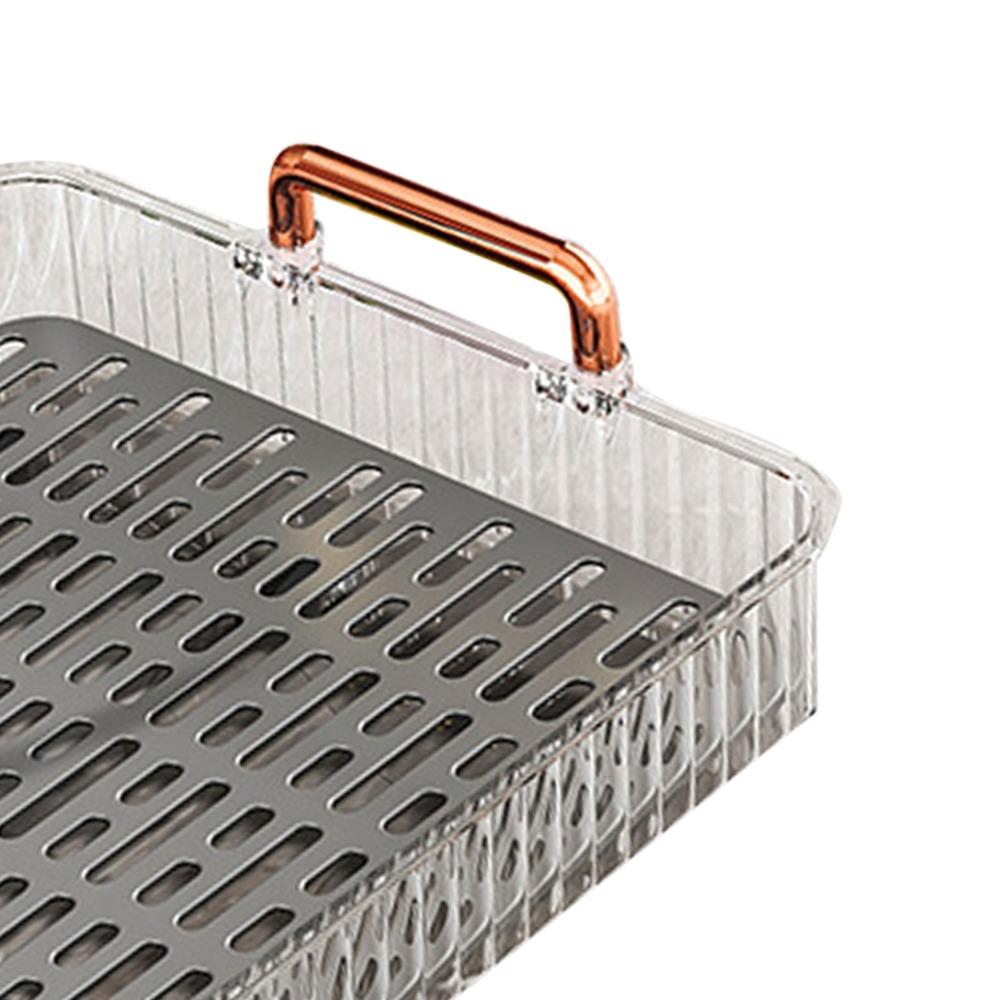 With Handles Water Drainage Tray Non Slip Double Layer Tray Durable Tea Serving Tray Coffee Table