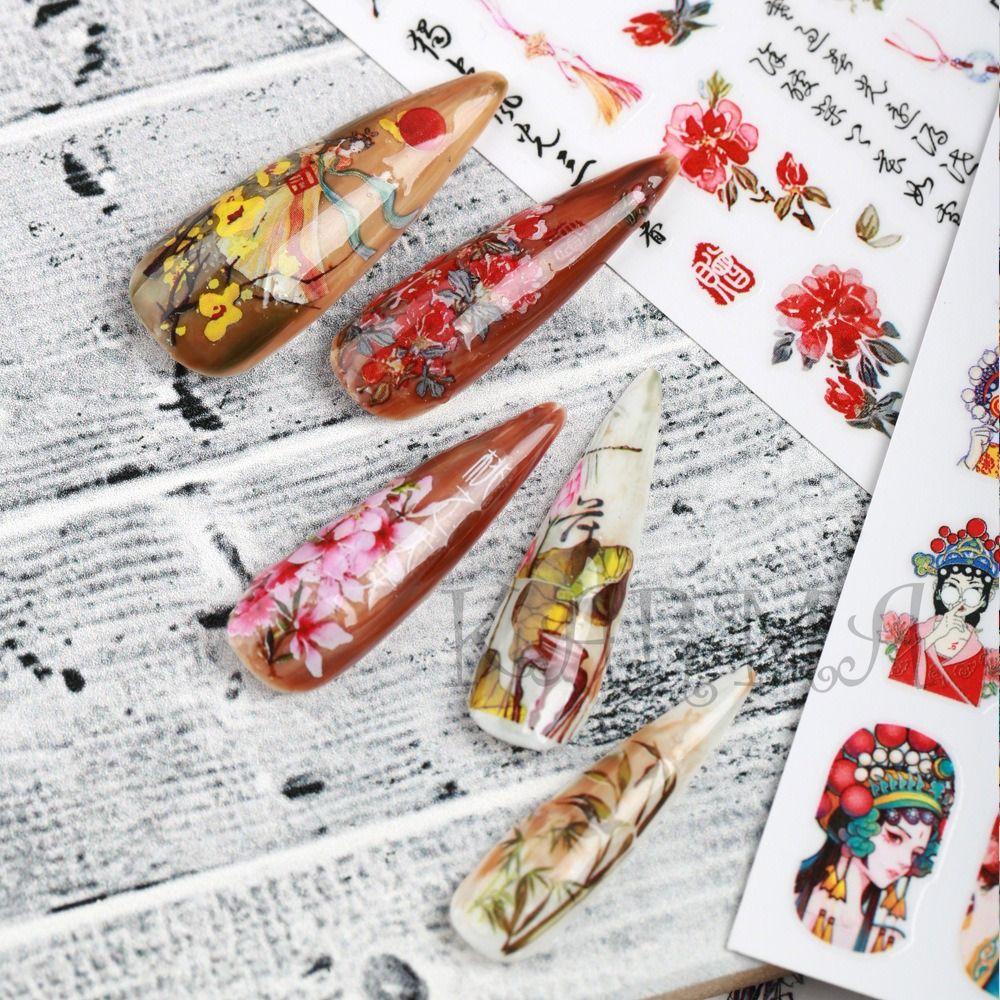 Древняя поэзия Китайские стили Наклейки для дизайна ногтей Маникюрная декорация Наклейки для ногтей Декор для дизайна ногтей