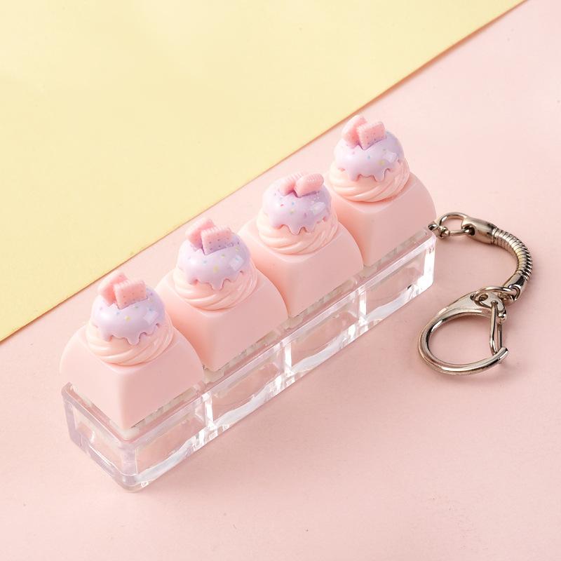 4-Key Smooth Fidget Keychain Portable Stress Reliever Mini Anxiety Relief Toy for School Students