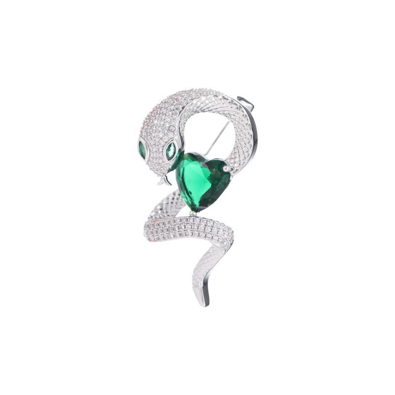 Персонализированное креативное зеленое кольцо, знак зодиака в форме сердца, год рождения, брошь в форме змеи, нишевый светлый роскошный пиджак, персонализированная булавка