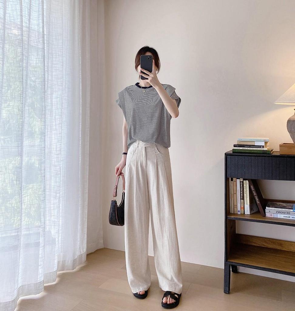 Широкие солнцезащитные брюки из хлопка и льна Tencel для женщин