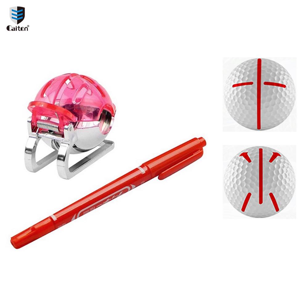 Caiton Golf Ball Line Marker Alignment Tool with 3 Color Pens Golf Ball Marking Tool Golf Alignment Guide Putting Accessories 5