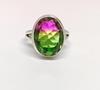 Кольцо с турмалином в виде арбуза, серебро 925 пробы, многоцветное кольцо с турмалином, кольцо в стиле бохо, кольцо с драгоценным камнем, ювелирные изделия ручной работы