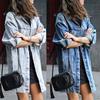 Fashion Women Plus Size Long Sleeve Tops Denim Outcoat Pockets Jean Outwear