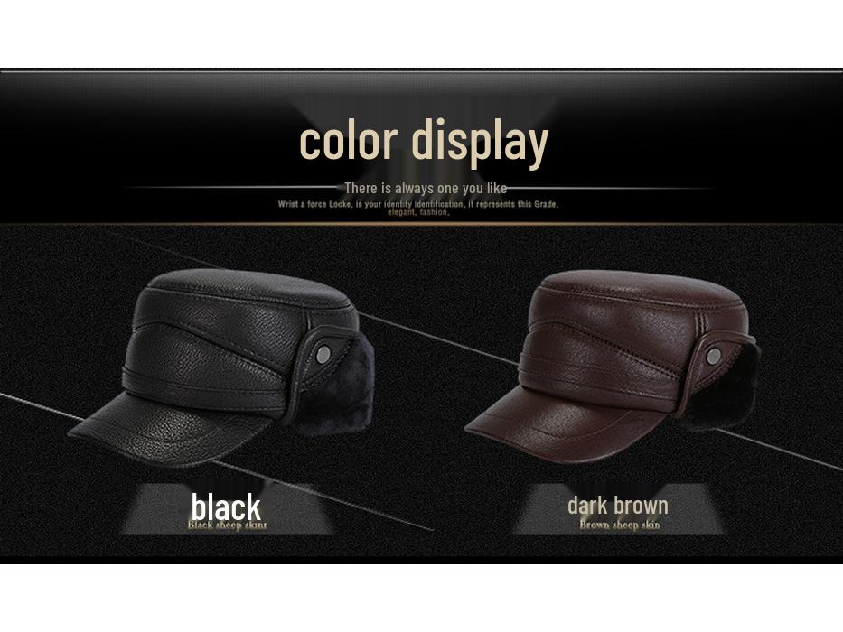 Мужская зимняя шапка из коровьей и овечьей кожи - Толстая, теплая, в стиле Лэй Фэн, для среднего и пожилого возраста