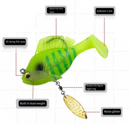 6 см/10 г/14 г весло хвост рыболовная приманка с крючком спиннер 3D глаза Swimbait искусственная мягкая приманка пресноводный соленый окунь форель аксессуары для рыбалки