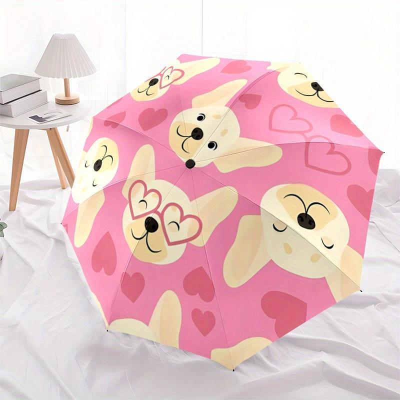 1pc Cute Dog Pattern Automatic Folding Umbrella, Portable & Foldable Design with 8 Ribs, Casual Outdoor Accessory yy250805076