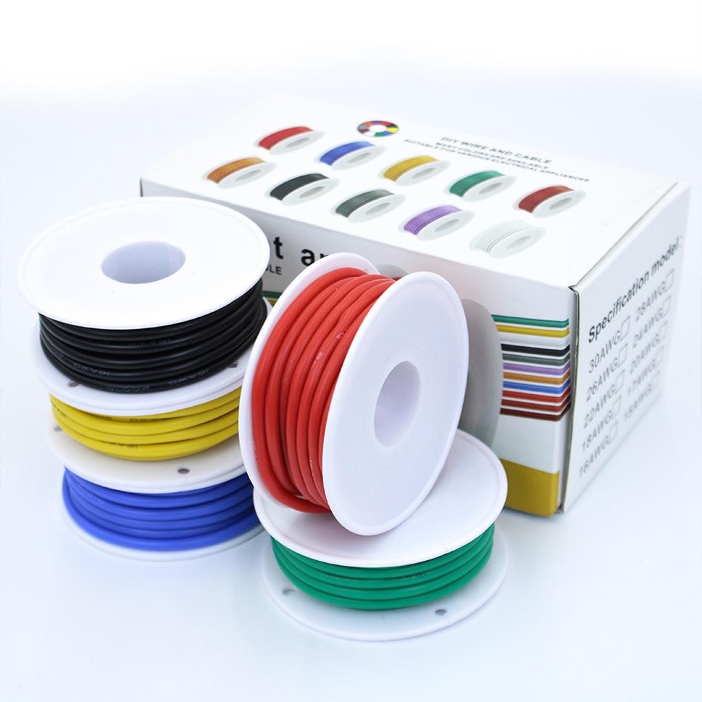 50 м 30AWG DIY Электрический провод 5 цветов в ассортименте Упаковка Луженая медь Многоцелевой Кабель с защитой от истирания Товары для дома