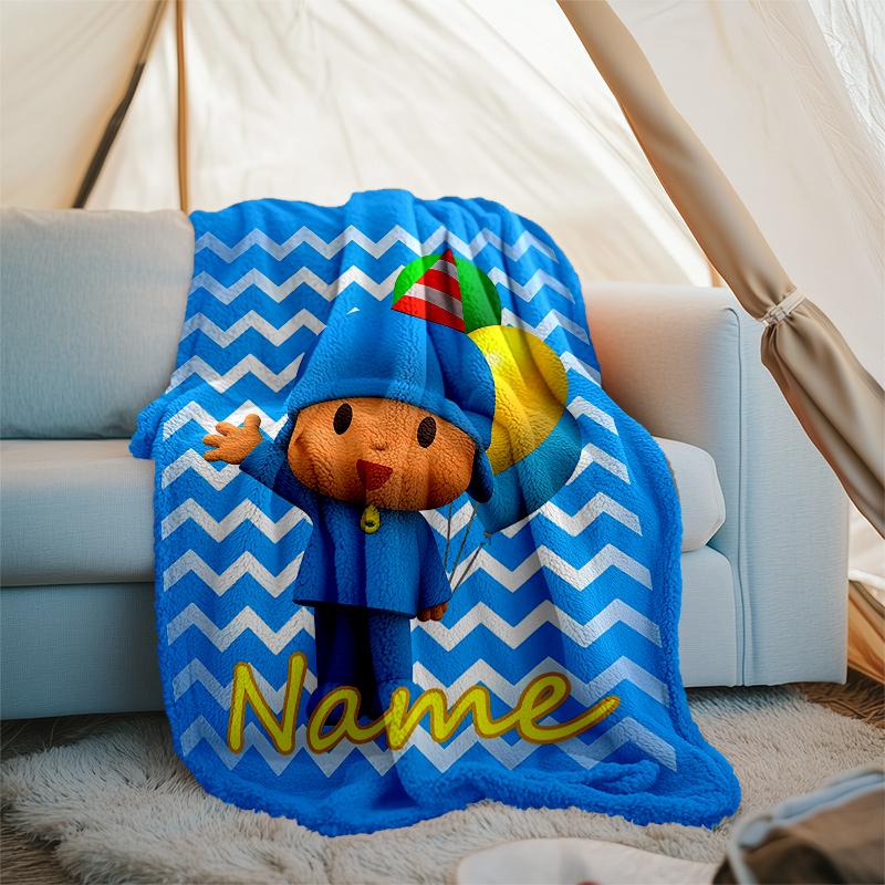 Personalized Custom Name Blanket - Pocoyo Print Design,Blanket for Sofa,Bed,Travel,Camping - Soft and Warm, Great Gift