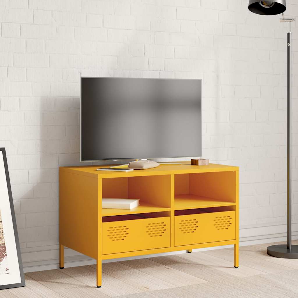 TV Stand Mustard Yellow 68 x 39 x 43.5 cm Cold Rolled Steel