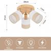 Plafonnier 3 spots - NETTLIFE - Pied en bois E14 pivotant 350° - Abat-jour tissu lin - 3x25W - Style vintage blanc