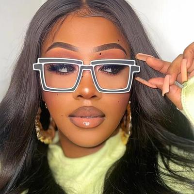 Двухмерные плоские линзы Ins квадратные очки с антисиневой оправой Personality Trend Glasses