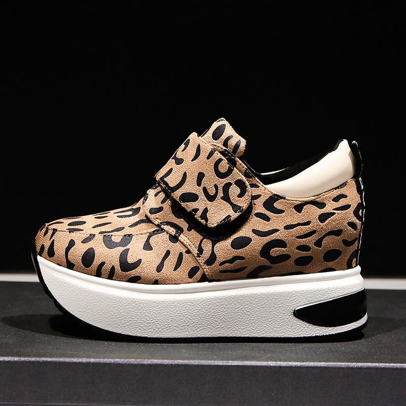 Женская мода с леопардовым принтом на толстой подошве, плоская обувь, повседневная обувь для прогулок