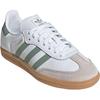 Adidas Samba OG J белые серебристо-зеленые детские кроссовки Cloud-White Gum JP5479