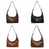 Korean Style Large Capacity Handbag Solid Color Underarm Packs Retro PU Tote Bag  Office Worker