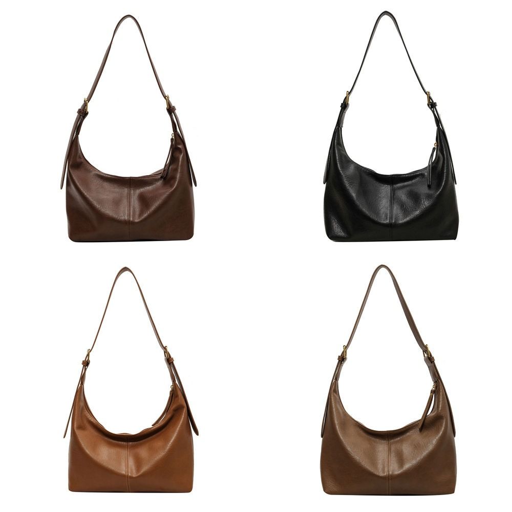 Korean Style Large Capacity Handbag Solid Color Underarm Packs Retro PU Tote Bag  Office Worker