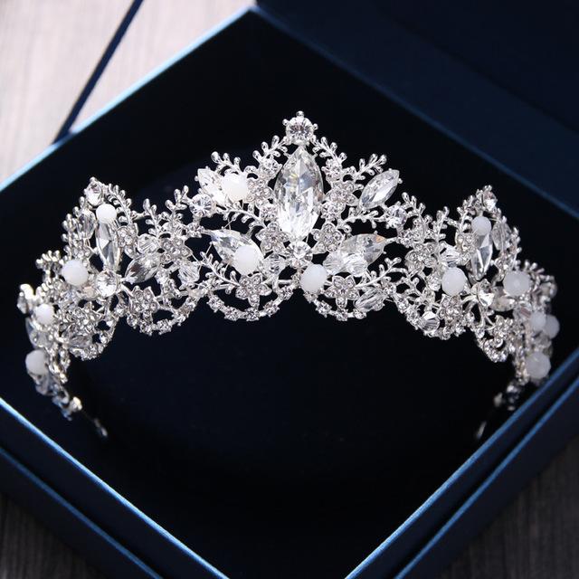 Fashion Baroque Luxury Crystal Ab Bridal Crown Tiaras Light Gold Color Diadem Tiara For Women Bride Wedding Hair Accessories
