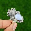 925 Sterling Silver Pear Blue Lace Agate Gemstone Elegant Bezel New Ring Jewelry