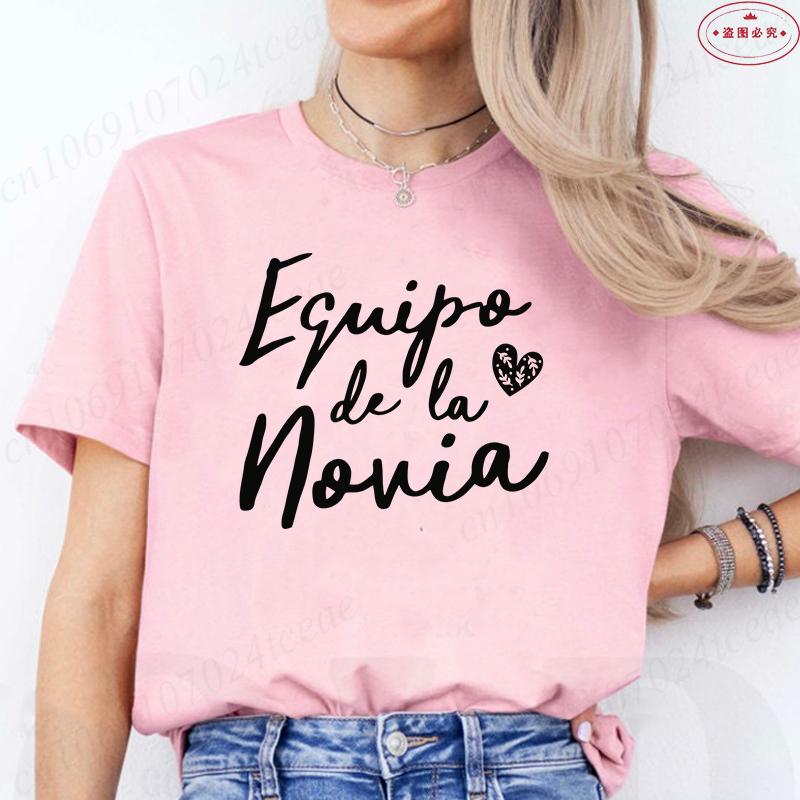 Spanish Team Bride Squad T-Shirt Woman Bachelorette Party Blouses Girl Single Farewell Tops Bridal Wedding Short Sleeve Tees