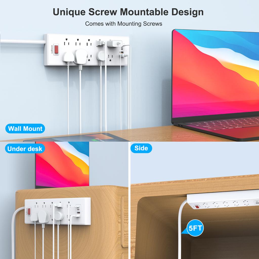 Сетевой фильтр для США, универсальная вилка с удлинителем 1,5 м, порт USB переменного тока типа C, зарядная электрическая розетка 1625 Вт