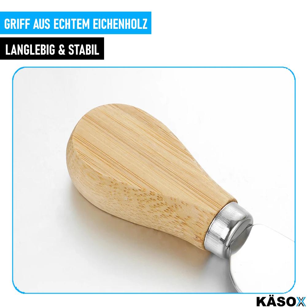 KÄSOX Cheese Knife Set with Wooden Handle Slicer Fork Shovel Soft Cheese Knife Hard Cheese