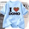 Футболка I Love Domo Kun Gesicht, забавные футболки с рисунком, хлопковые футболки с короткими рукавами, женские базовые футболки большого размера