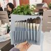 Foundation Brush, Loose Powder Brush, Eye Shadow Brush, 12 Blue Makeup Brushes, Full Set of High-gloss Eye Shadow Makeup Soft Bag
