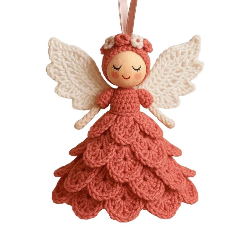 Crochet Christmas Angel Ornament Set For Beginner Adult Handmade Craft With Step-by-Step Tutorial Instruction Hook Yarn