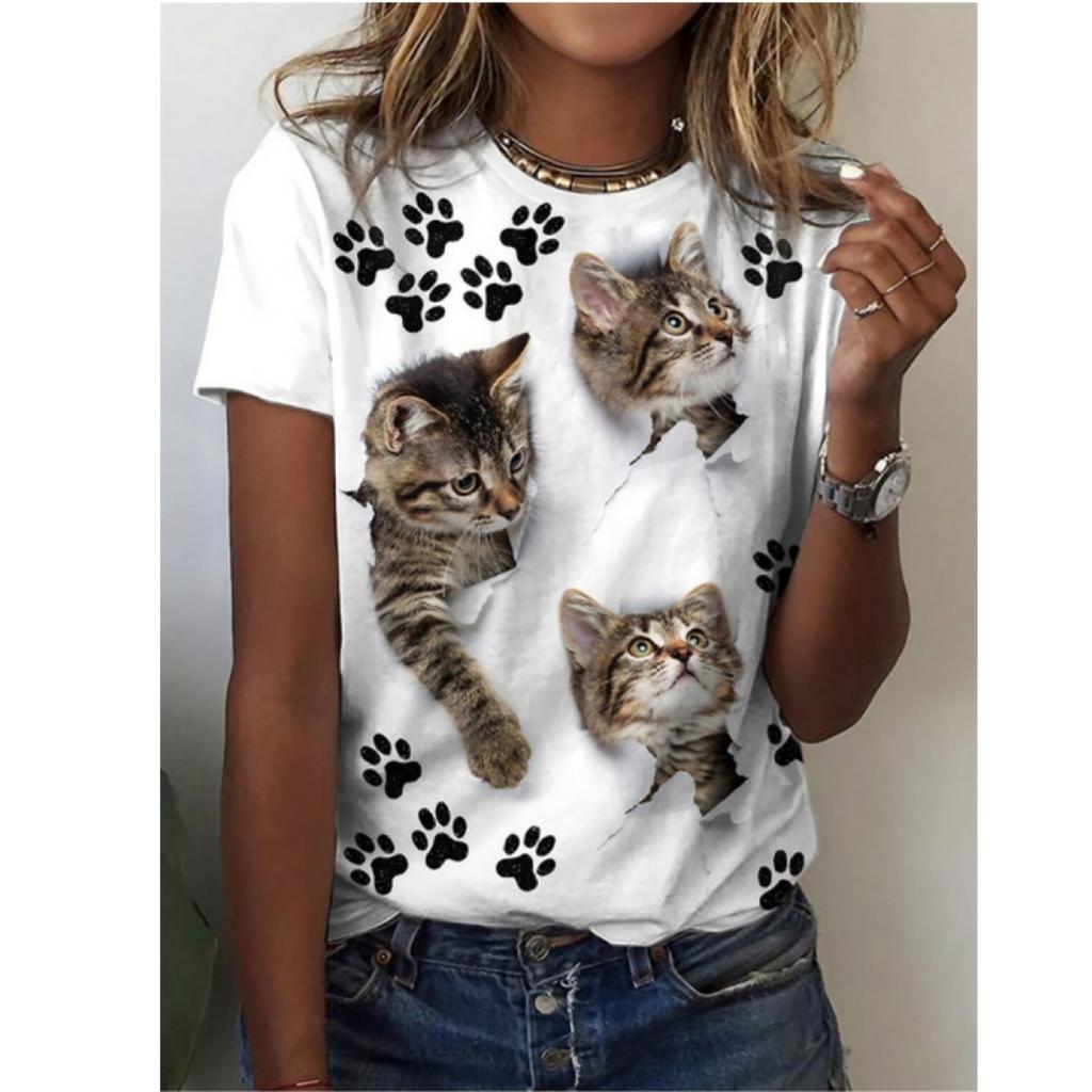 Женская летняя футболка с круглым вырезом и коротким рукавом с рисунком забавной собаки, весна-лето, повседневный вязаный свитер с короткими рукавами, женский