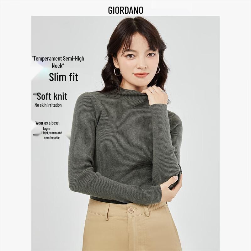 Женский облегающий топ-базовый слой тонкой вязки с воротником-стойкой Giordano